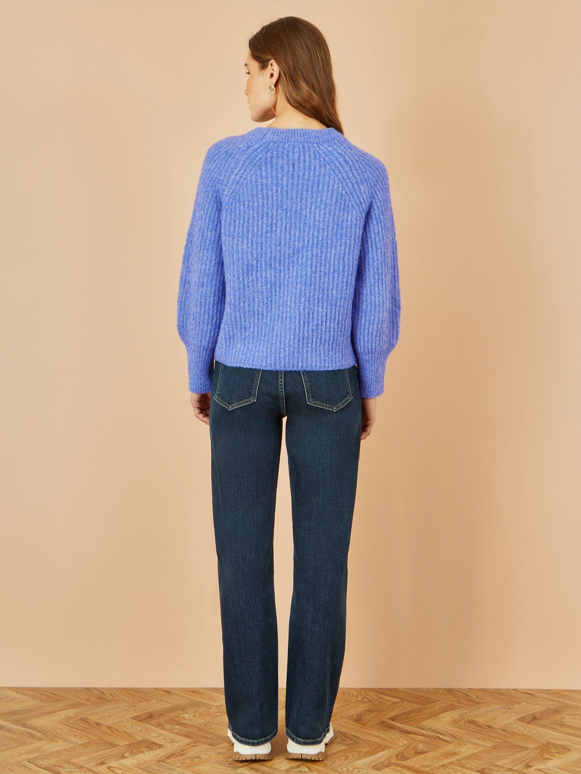 Product image 5 of 5, which shows Yumi Relaxed Fit Crew Neck Jumper, Blue, S-M
