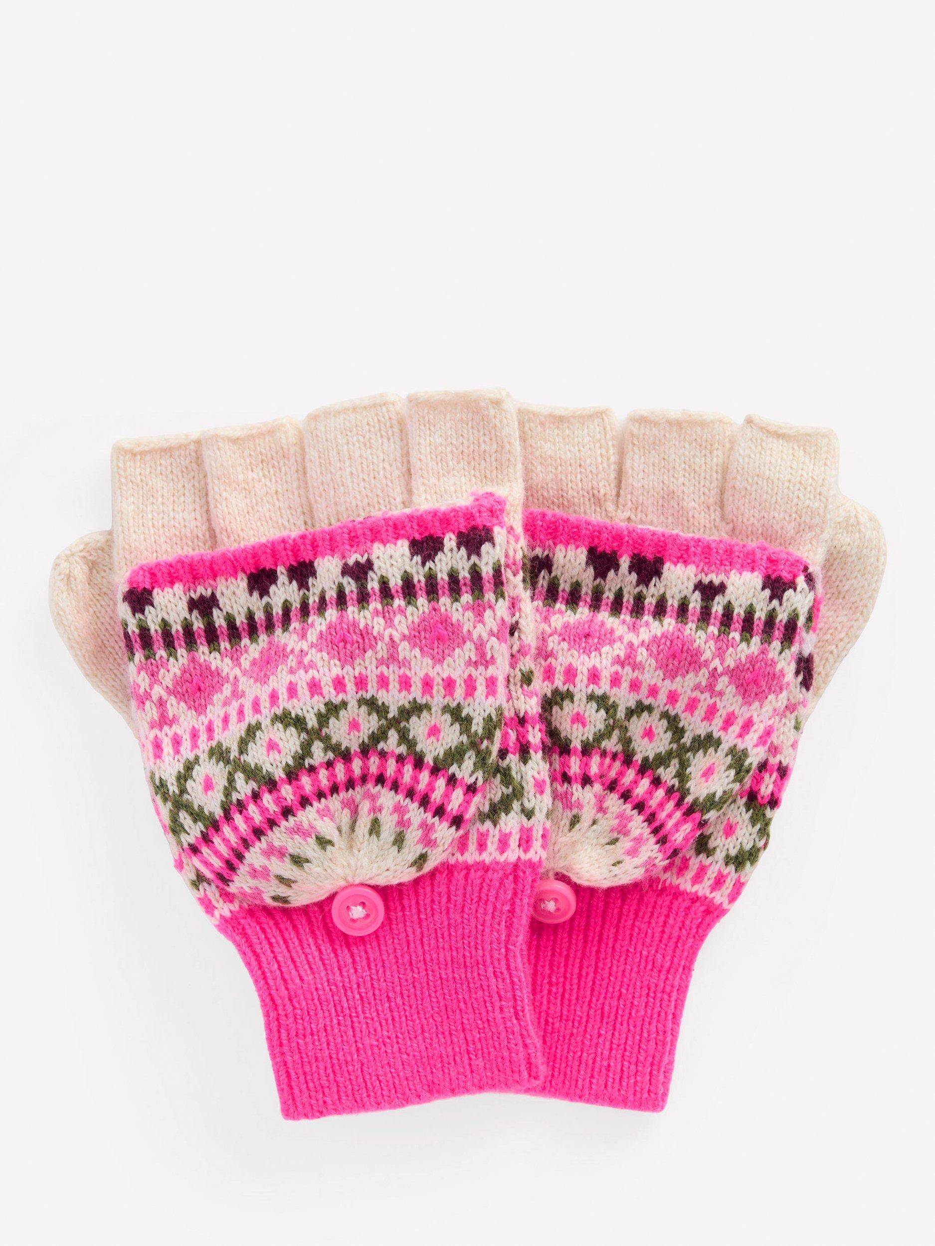 Mini Boden Kids' Fair Isle Mittens, Pink/Multi