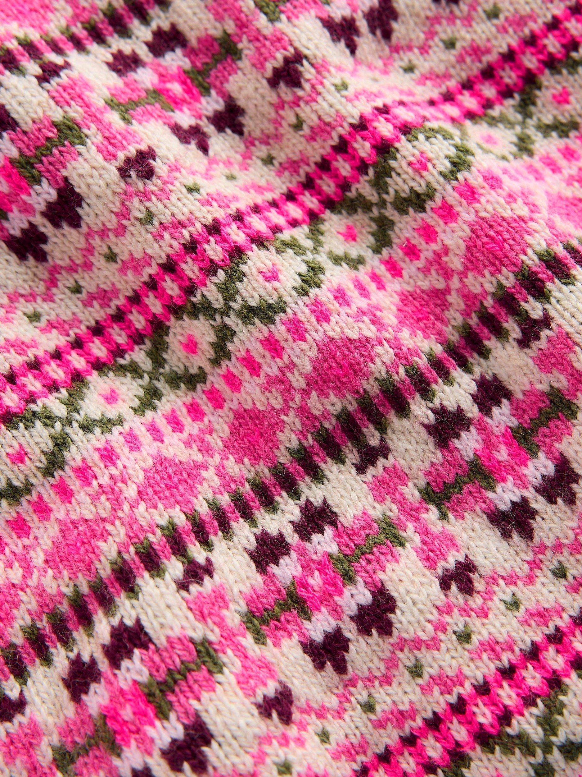 Product image 2 of 3, which shows Mini Boden Kids' Fair Isle Snood, Pink/Multi, 2-4 years