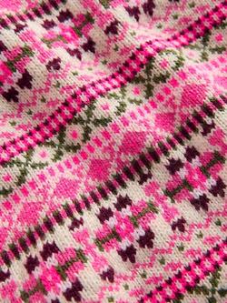 Mini Boden Kids' Fair Isle Snood, Pink/Multi - view 2, Pink/Multi