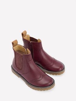 Mini Boden Kids' Leather Chelsea Boots, Oxblood - view 2, Oxblood