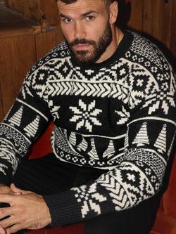 The Little Tailor Knitted Fair Isle Jumper, Black/Cream