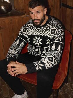 The Little Tailor Knitted Fair Isle Jumper - view 2, Black/Cream