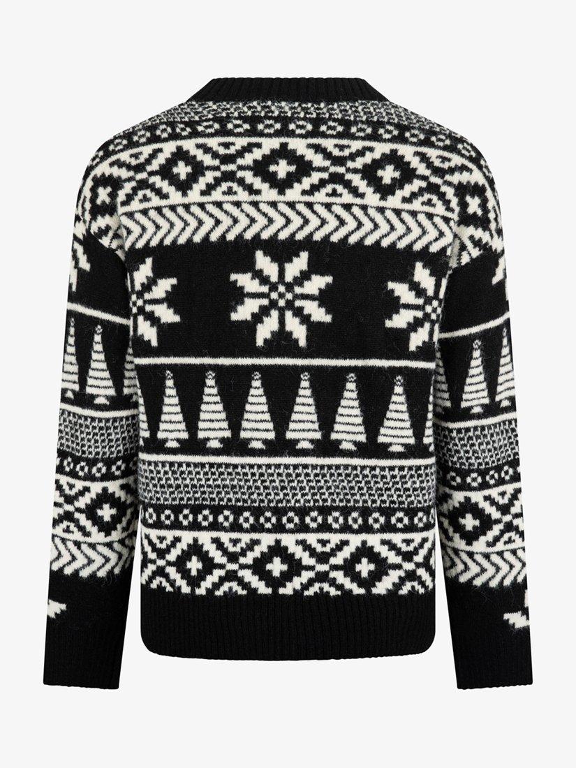 Product image 5 of 7, which shows The Little Tailor Knitted Fair Isle Jumper, Black/Cream, S