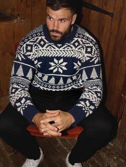 The Little Tailor Knitted Fair Isle Jumper, Navy/Cream
