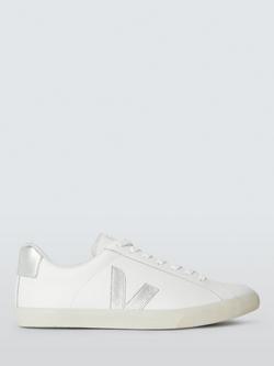 VEJA Esplar Leather Trainers, White/Silver, White/Silver