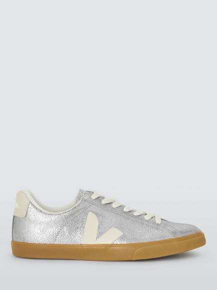 VEJA Esplar Leather Trainers, White/Silver, White/Silver