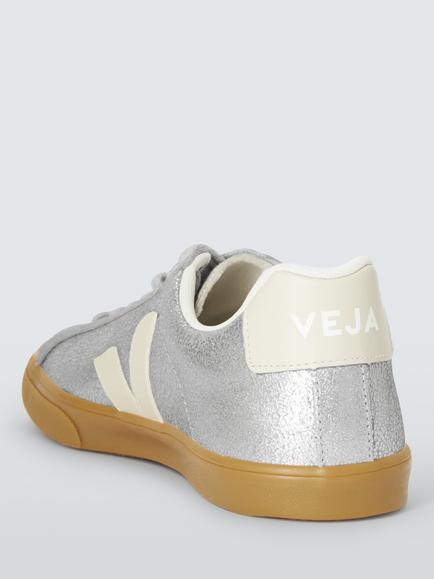 VEJA Esplar Leather Trainers, White/Silver - view 2, White/Silver