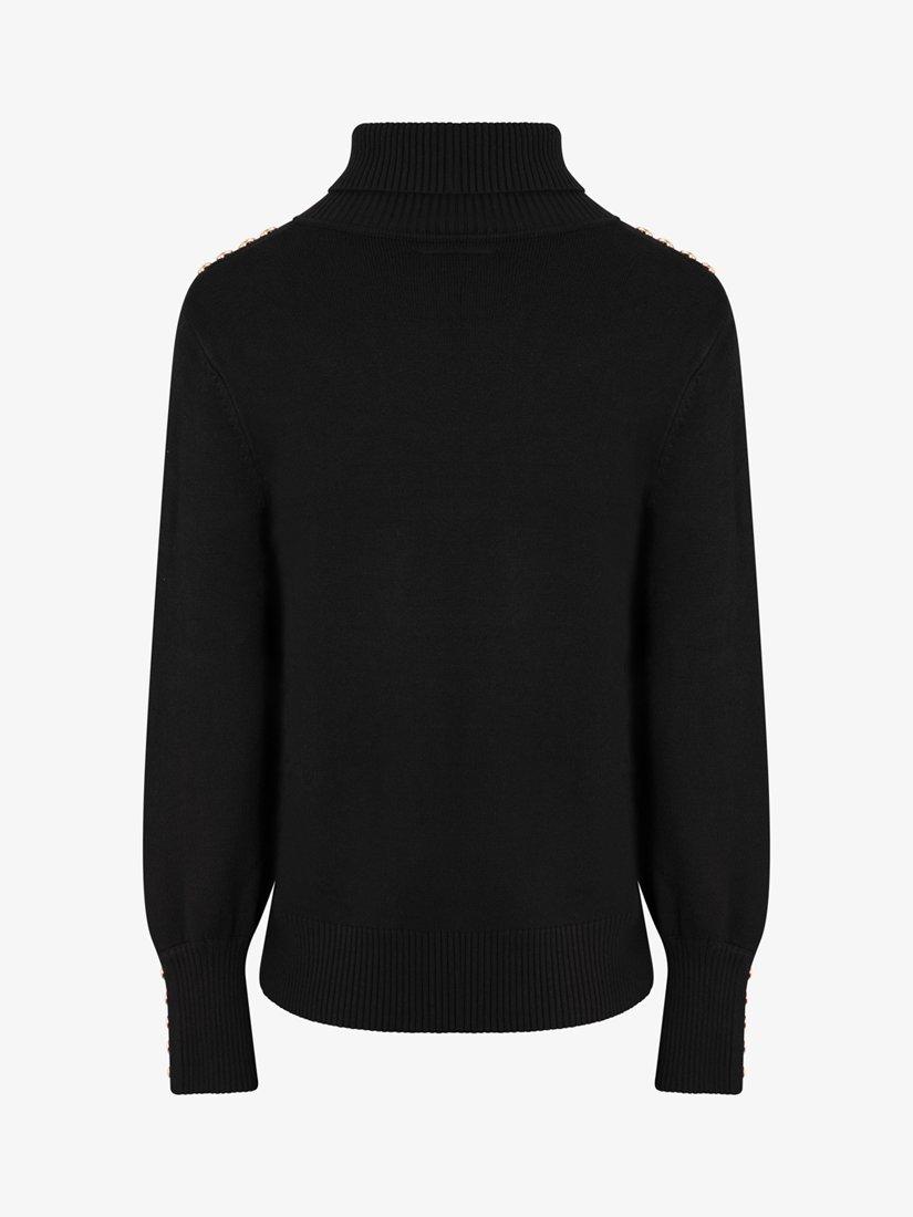 Product image 8 of 10, which shows The Little Tailor High Neck Button Trim Jumper, Black, XS