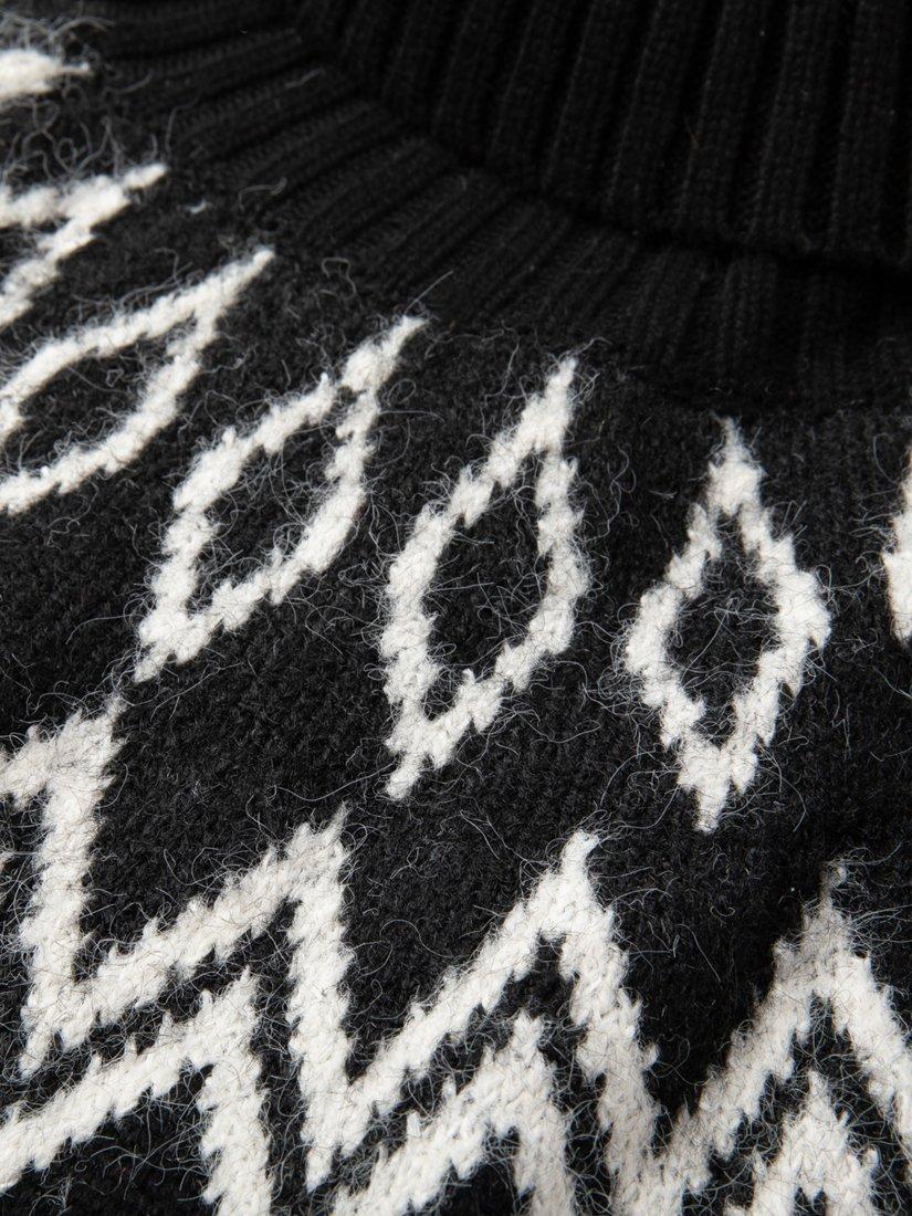 Product image 6 of 7, which shows The Little Tailor Diamond Knit Fair Isle Jumper, Black, XS