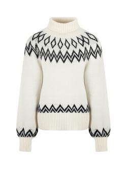 The Little Tailor Diamond Knit Fair Isle Jumper - view 2, Cream