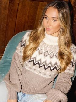 The Little Tailor Diamond Knit Fair Isle Jumper, Mouse, Mouse