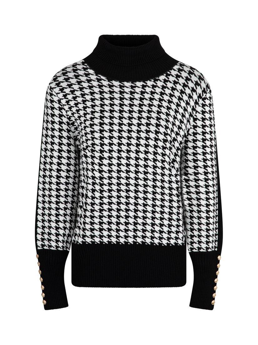 Product image 6 of 9, which shows The Little Tailor Dogtooth High Neck Jumper , Black, XS