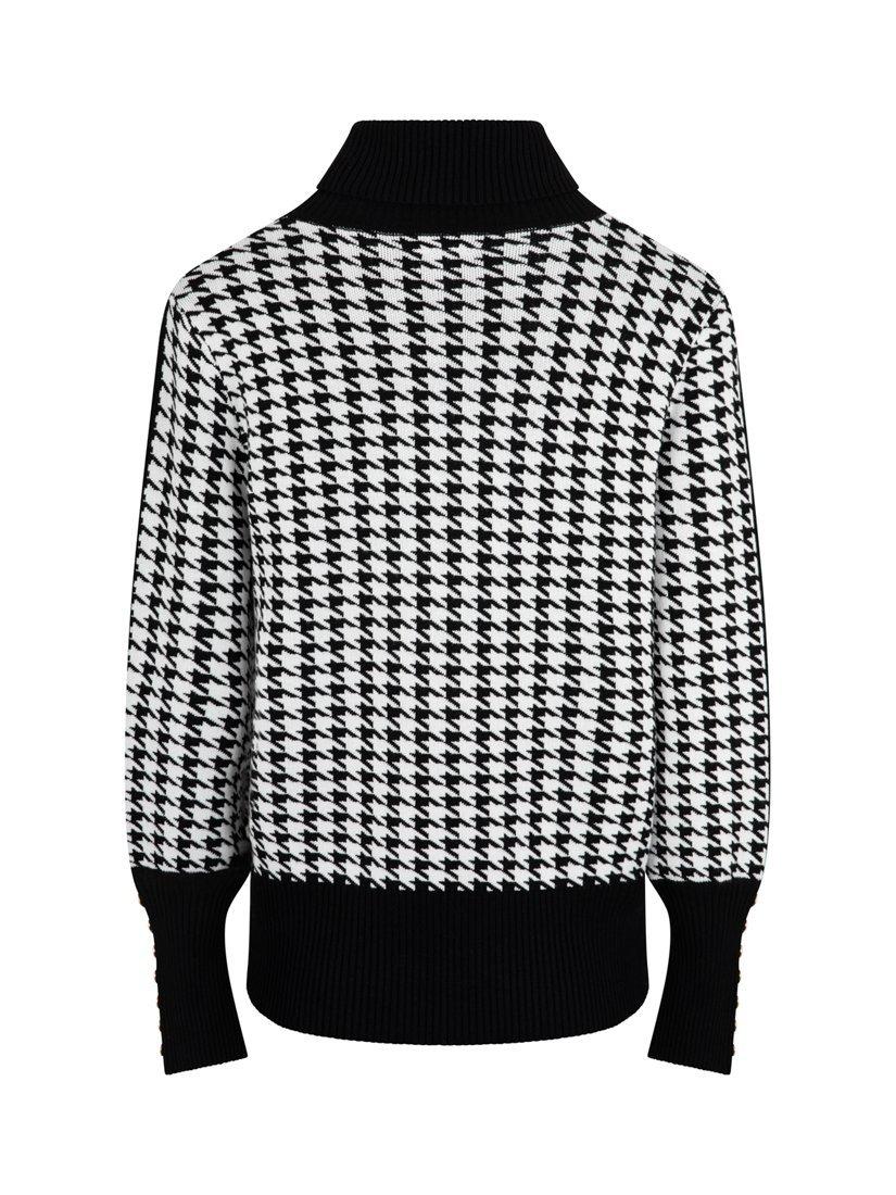 Product image 7 of 9, which shows The Little Tailor Dogtooth High Neck Jumper , Black, XS