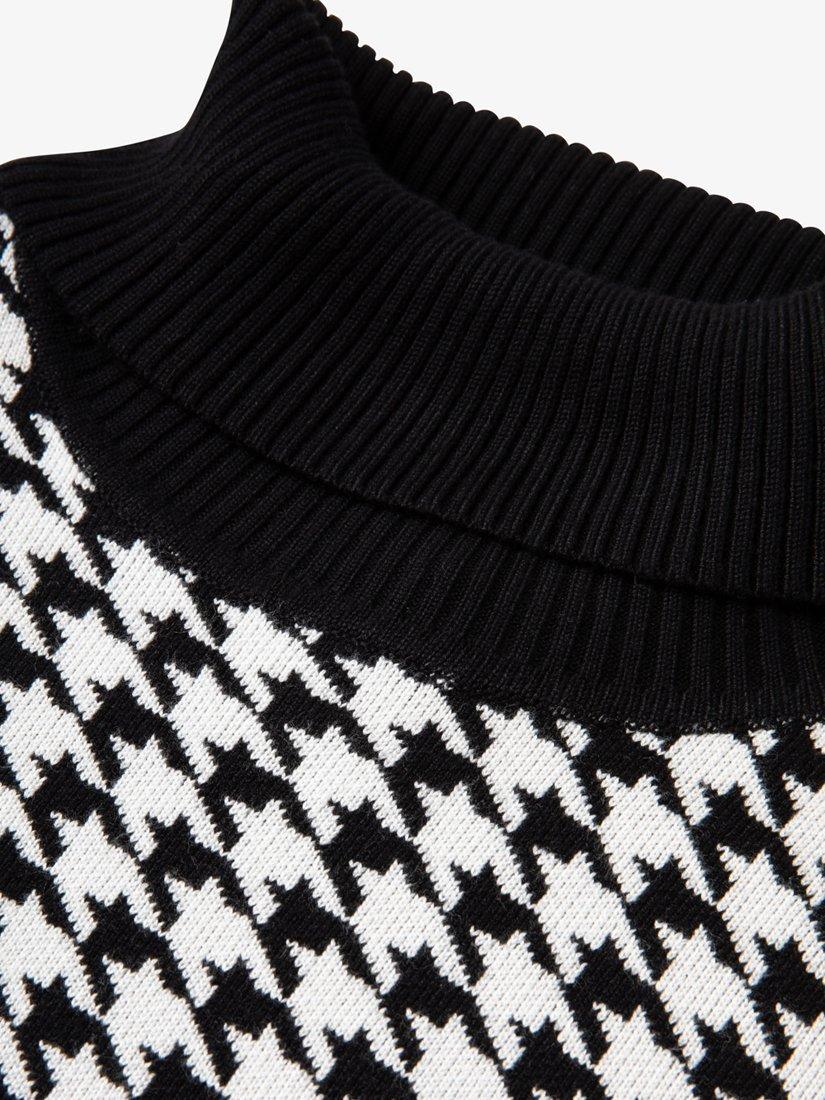 Product image 8 of 9, which shows The Little Tailor Dogtooth High Neck Jumper , Black, XS