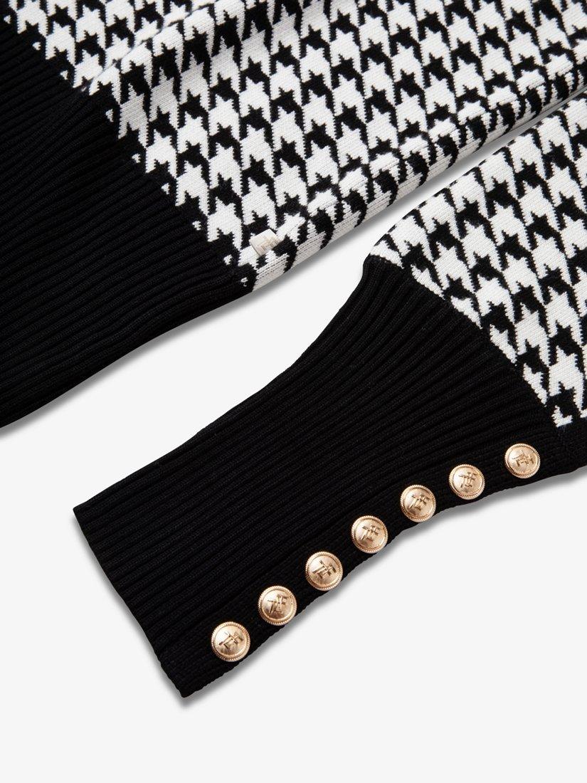 Product image 9 of 9, which shows The Little Tailor Dogtooth High Neck Jumper , Black, XS