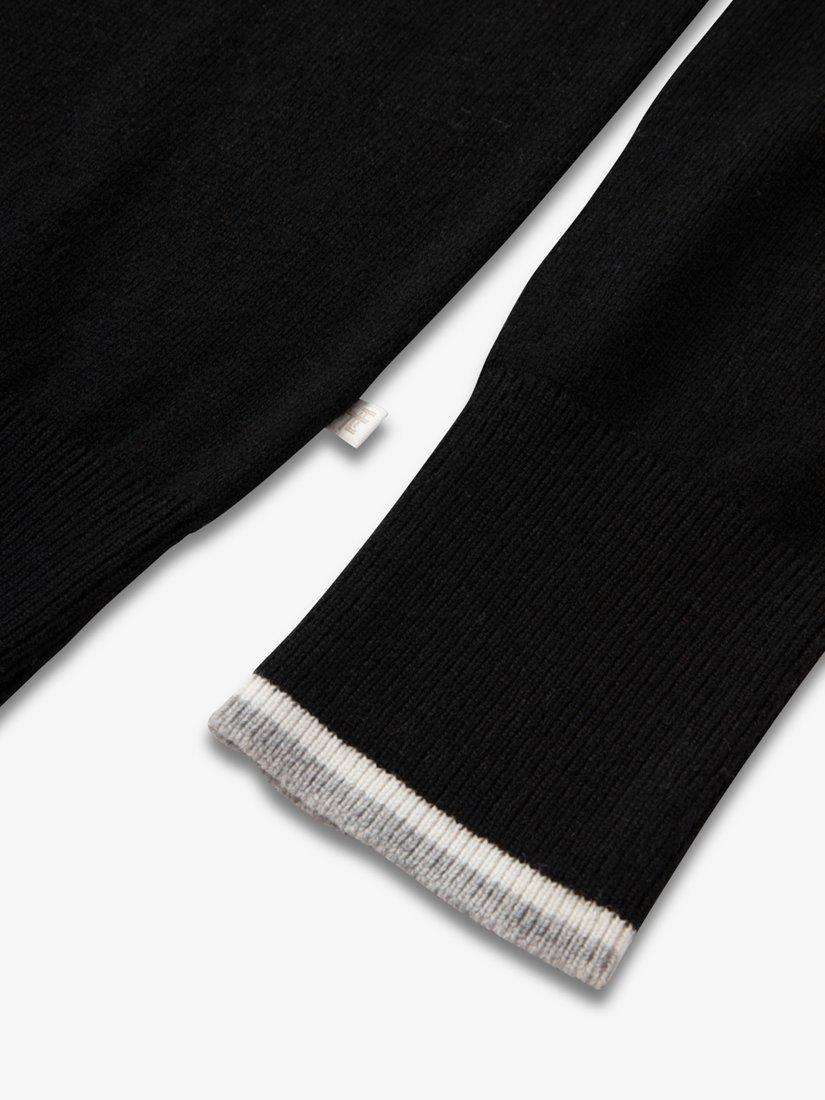 Product image 8 of 8, which shows The Little Tailor Wool Blend Funnel Neck Fair Isle Jumper, Black, XS