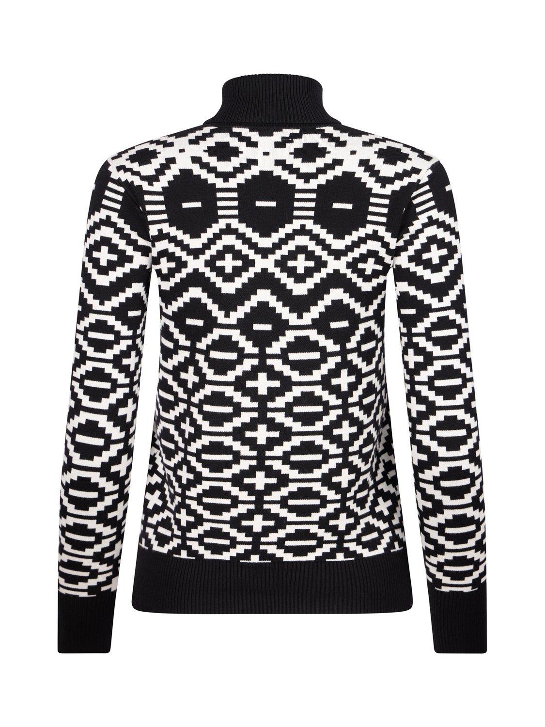 Product image 5 of 7, which shows The Little Tailor Slim Roll Neck Geometric Jumper, Black, XS