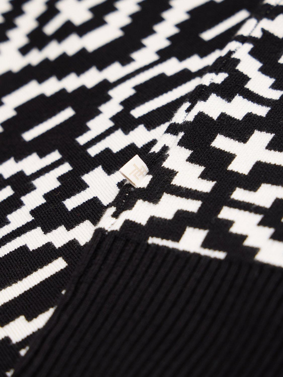 Product image 7 of 7, which shows The Little Tailor Slim Roll Neck Geometric Jumper, Black, XS