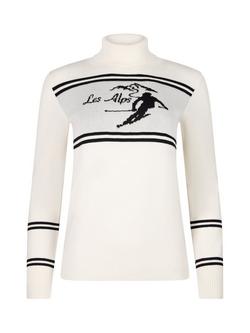 The Little Tailor Slim High Neck Les Alps Jumper, Cream/Black