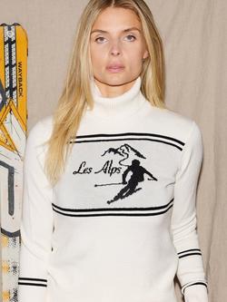 The Little Tailor Slim High Neck Les Alps Jumper - view 2, Cream/Black