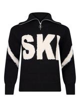 The Little Tailor Relaxed Zip Neck Ski Jumper, Black/Cream