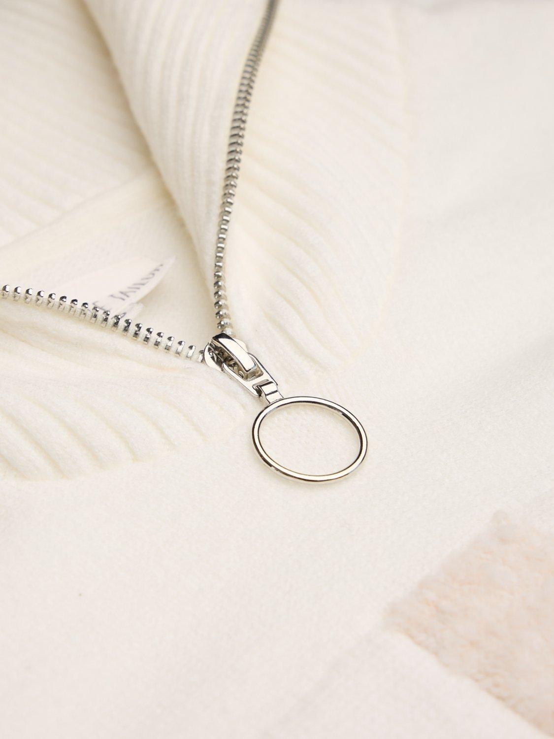 Product image 9 of 9, which shows The Little Tailor Relaxed Zip Neck Ski Jumper, Cream, S