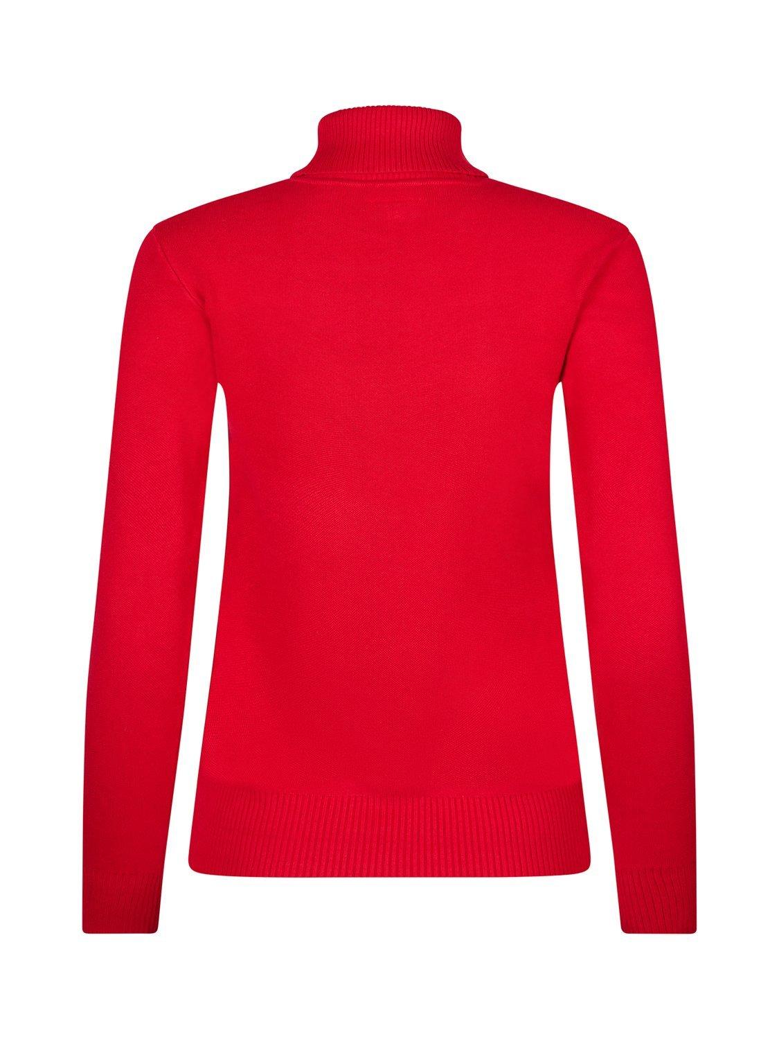 Product image 8 of 9, which shows The Little Tailor Slim Roll Neck Ski Text Jumper, Red/Cream, XS