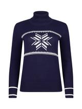 The Little Tailor Slim Roll Neck Snowflake Jumper, Navy