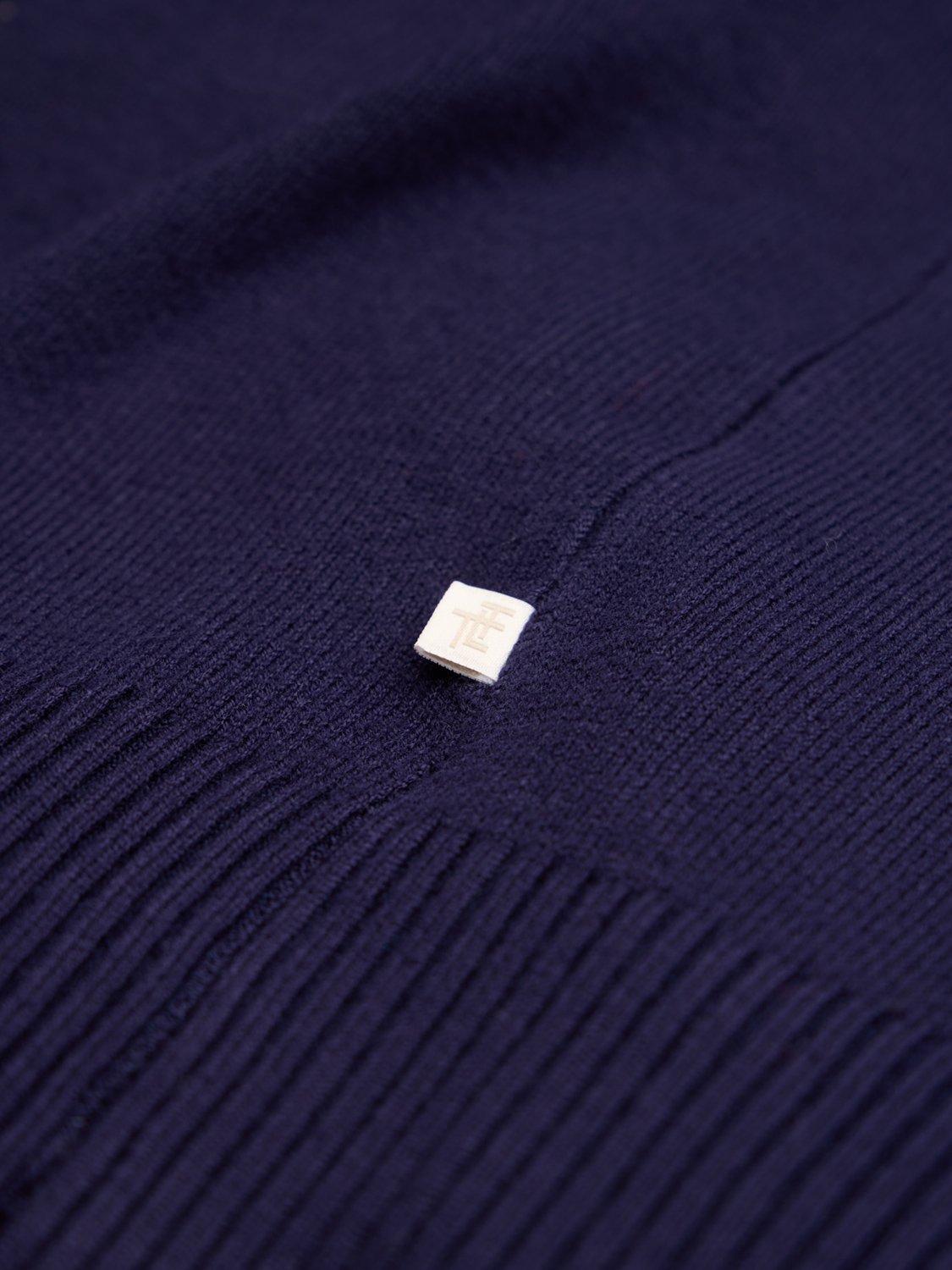 Product image 8 of 8, which shows The Little Tailor Slim Roll Neck Snowflake Jumper, Navy, XS