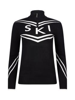 The Little Tailor Slim Zip Neck Ski Jumper, Black, Black