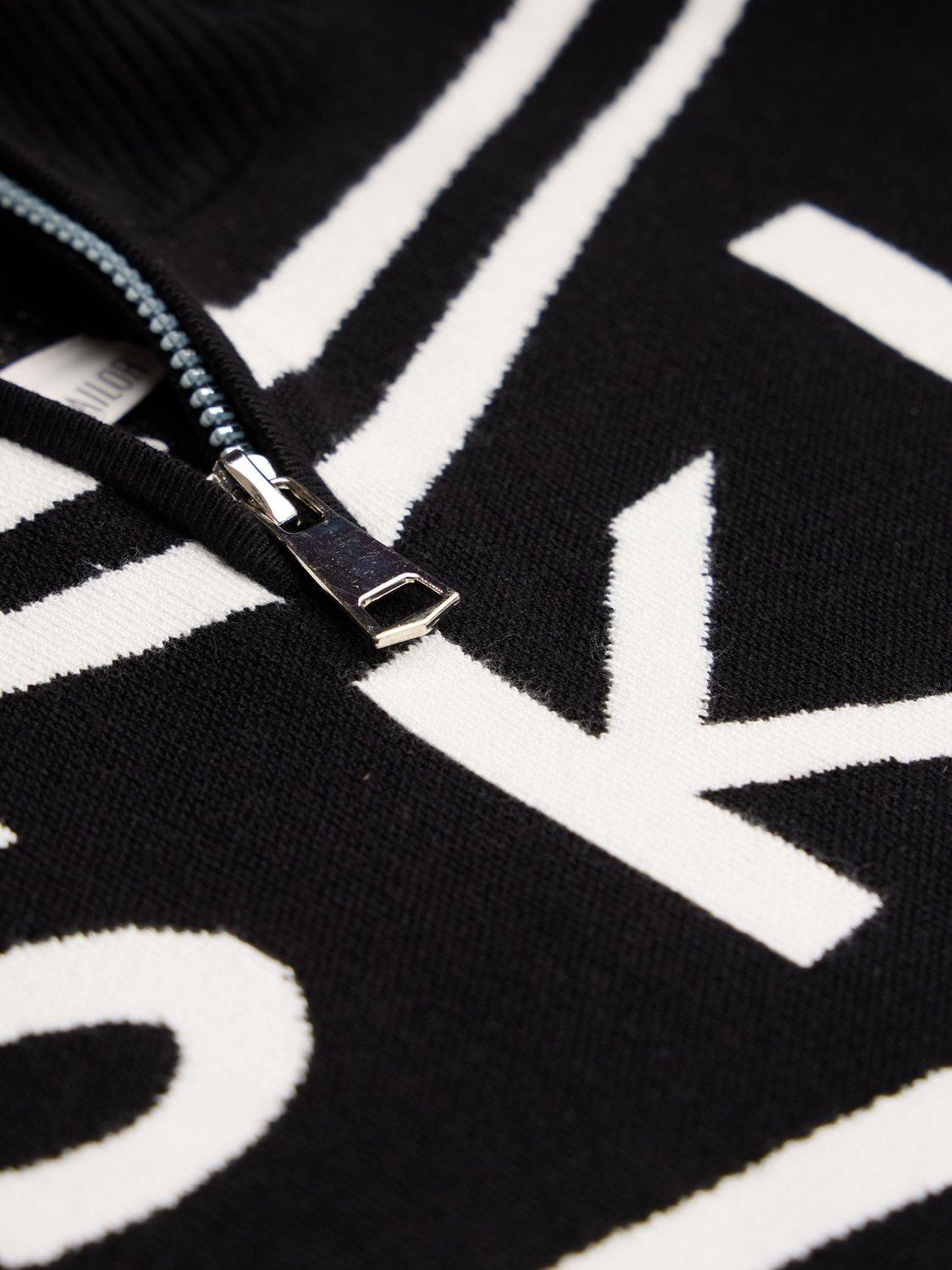 Product image 6 of 7, which shows The Little Tailor Slim Zip Neck Ski Jumper, Black, XS