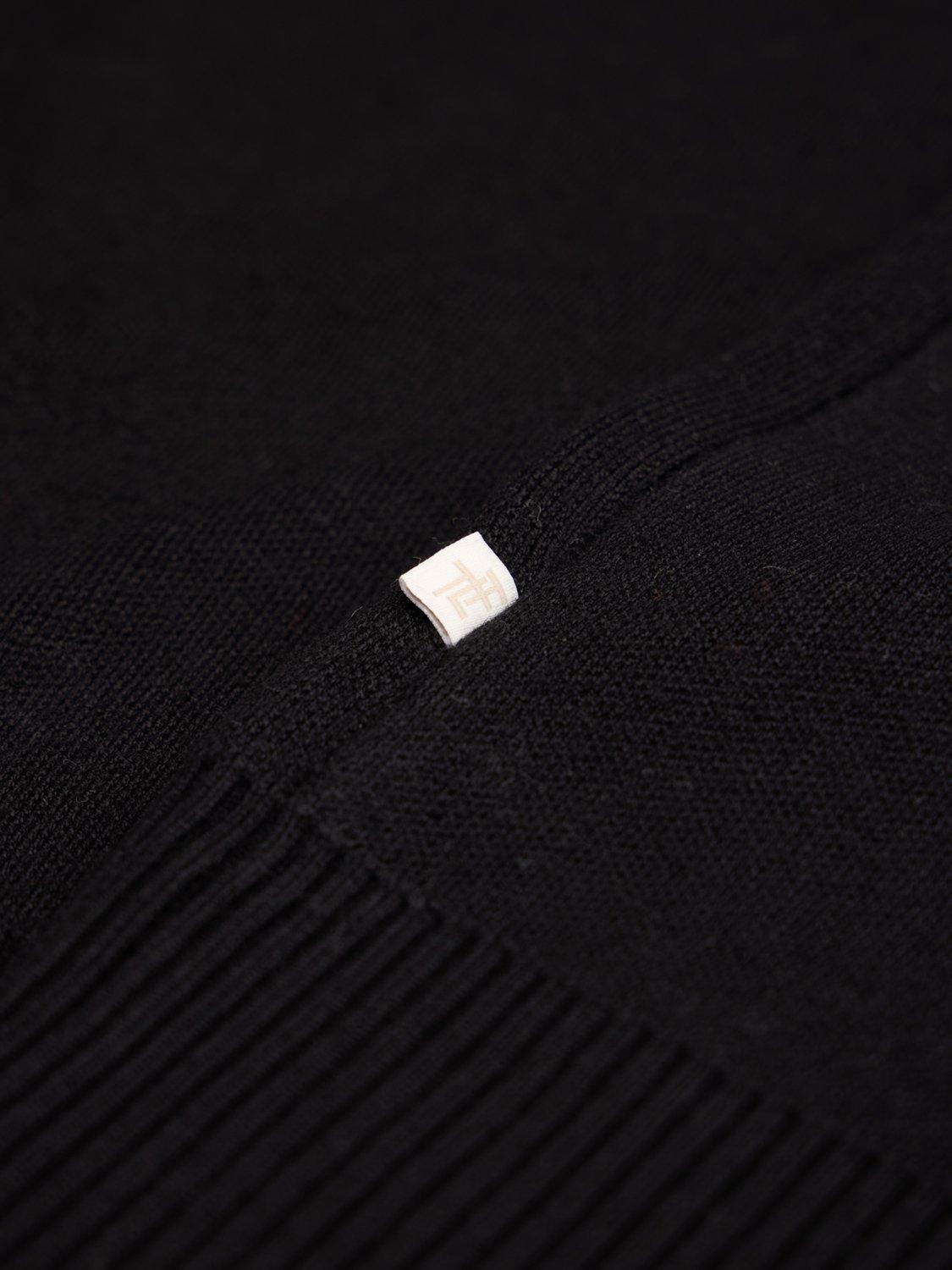 Product image 7 of 7, which shows The Little Tailor Slim Zip Neck Ski Jumper, Black, XS