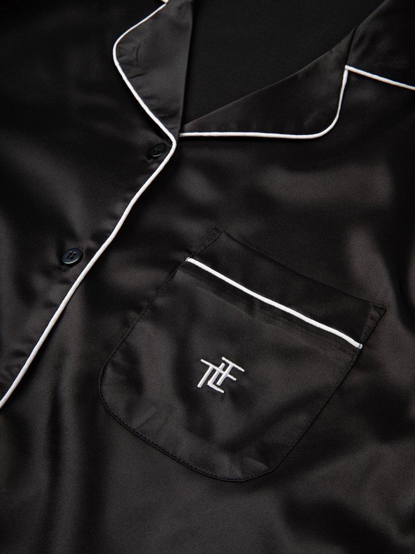 Product image 7 of 9, which shows The Little Tailor Satin Pyjama Set, Black, S