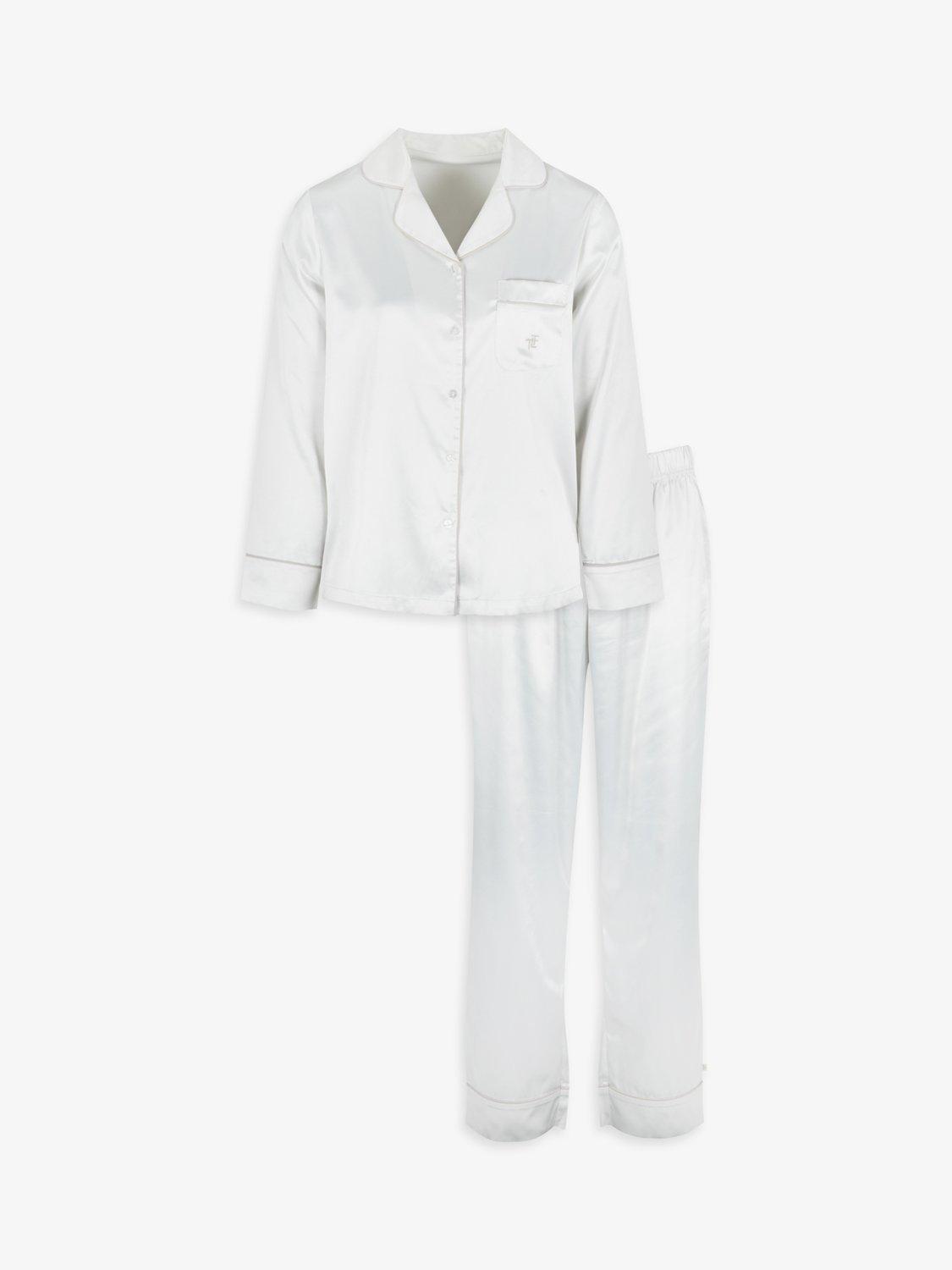 Product image 1 of 11, which shows The Little Tailor Satin Pyjama Set, Cream, S