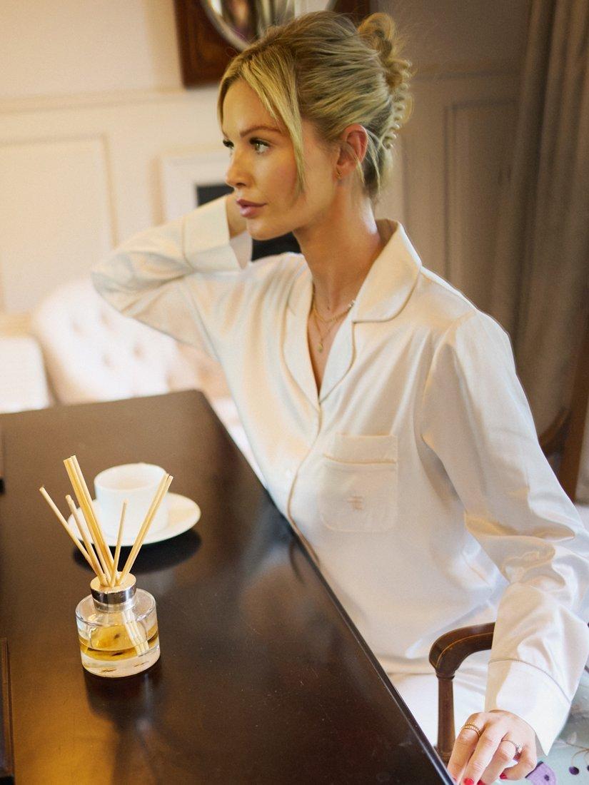 Product image 2 of 11, which shows The Little Tailor Satin Pyjama Set, Cream, S