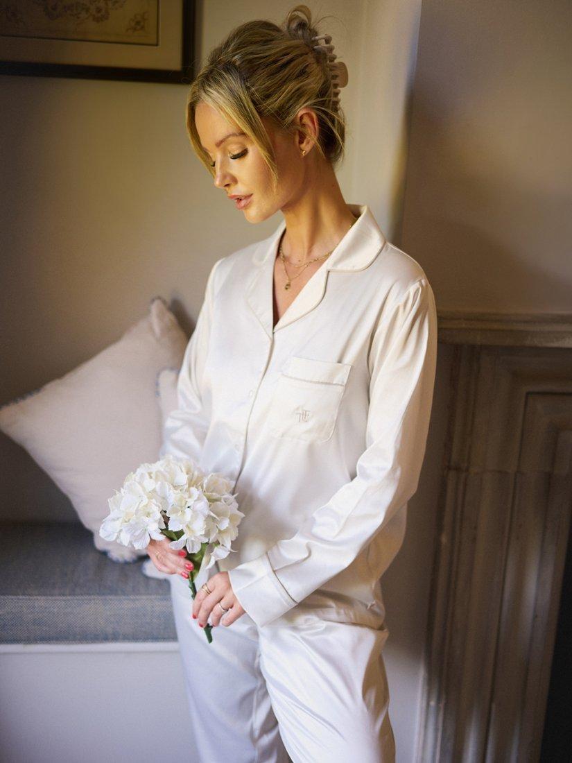 Product image 5 of 11, which shows The Little Tailor Satin Pyjama Set, Cream, S