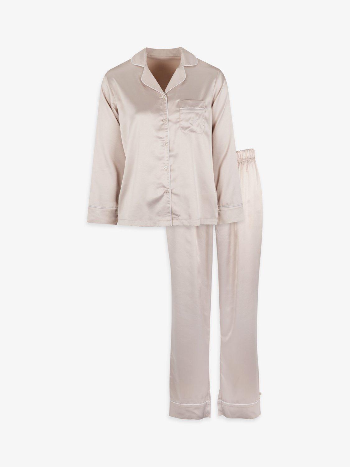 Product image 1 of 11, which shows The Little Tailor Satin Pyjama Set, Natural, S
