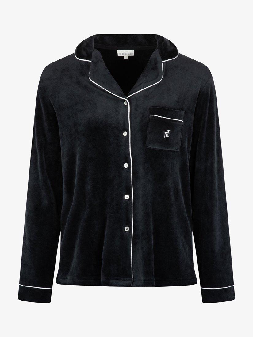 Product image 6 of 10, which shows The Little Tailor Velour Pyjama Set, Black, XS