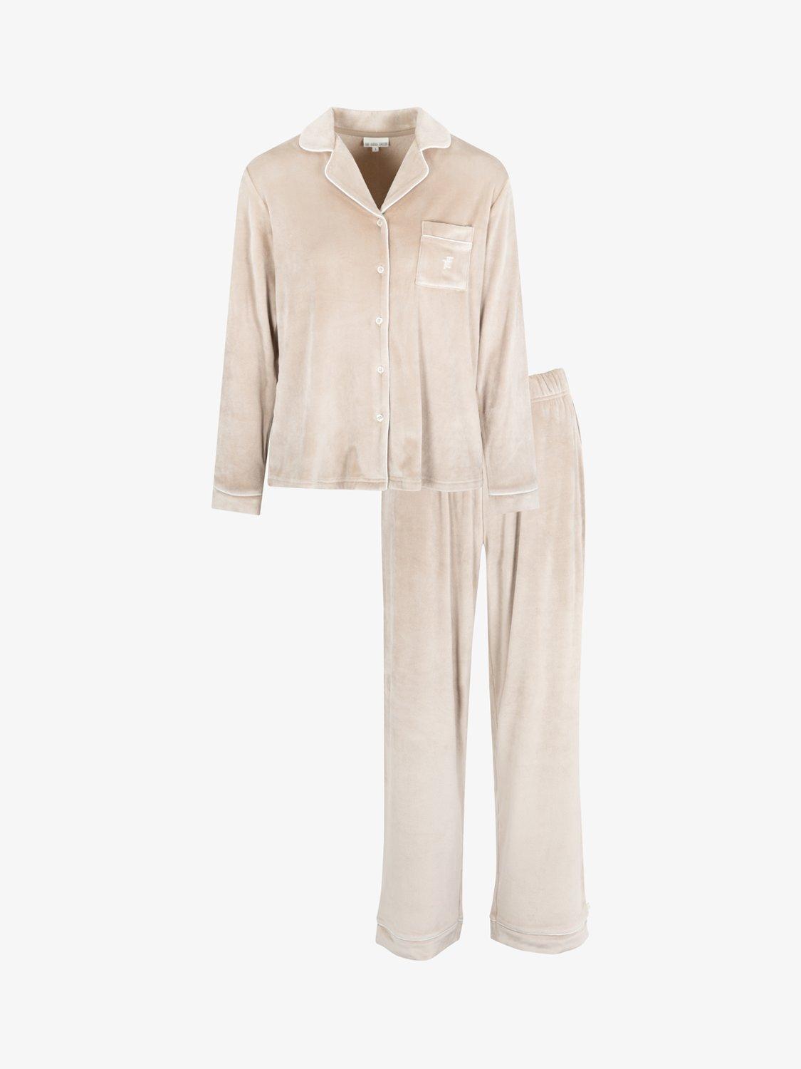 Product image 1 of 8, which shows The Little Tailor Velour Pyjama Set, Natural, XS