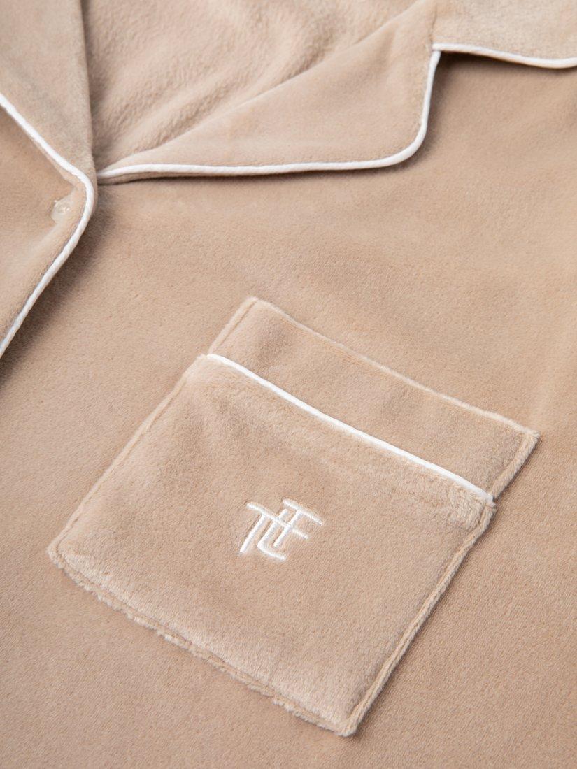 Product image 5 of 8, which shows The Little Tailor Velour Pyjama Set, Natural, XS