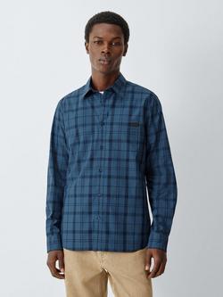 Barbour Tomorrow's Archive Eli Cotton Regular Fit Check Shirt, Dark Denim Check, Dark Denim Check