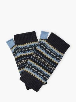 Brora Folk Pure Cashmere Wrist Warmers, Midnight