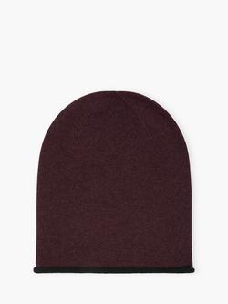 Brora Contrast Trim Pure Cashmere Slouchy Hat, Malt/Black