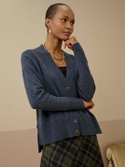 Brora Longline Pure Cashmere Cardigan, Steel