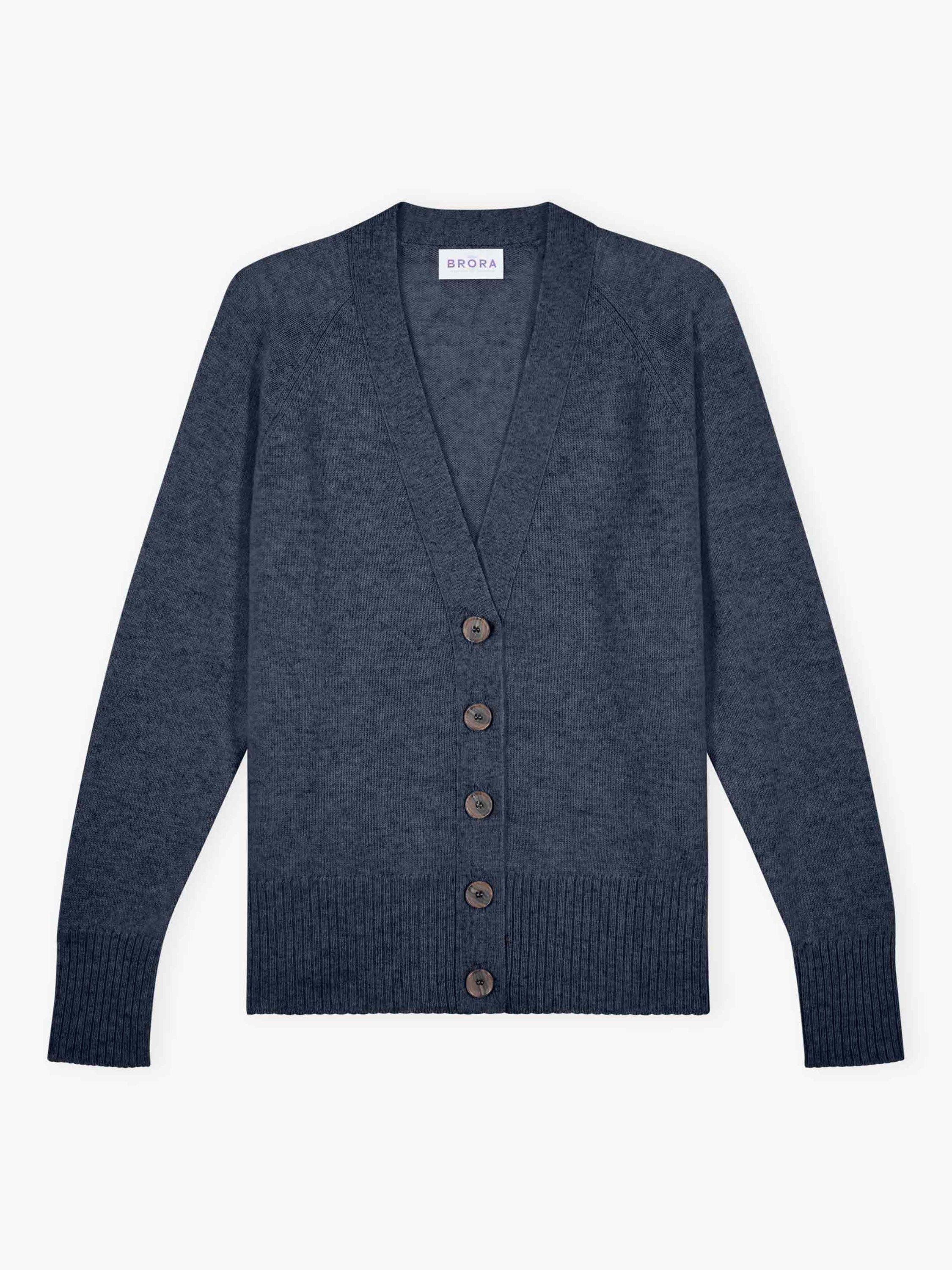 Product image 4 of 4, which shows Brora Longline Pure Cashmere Cardigan, Steel, 8-10