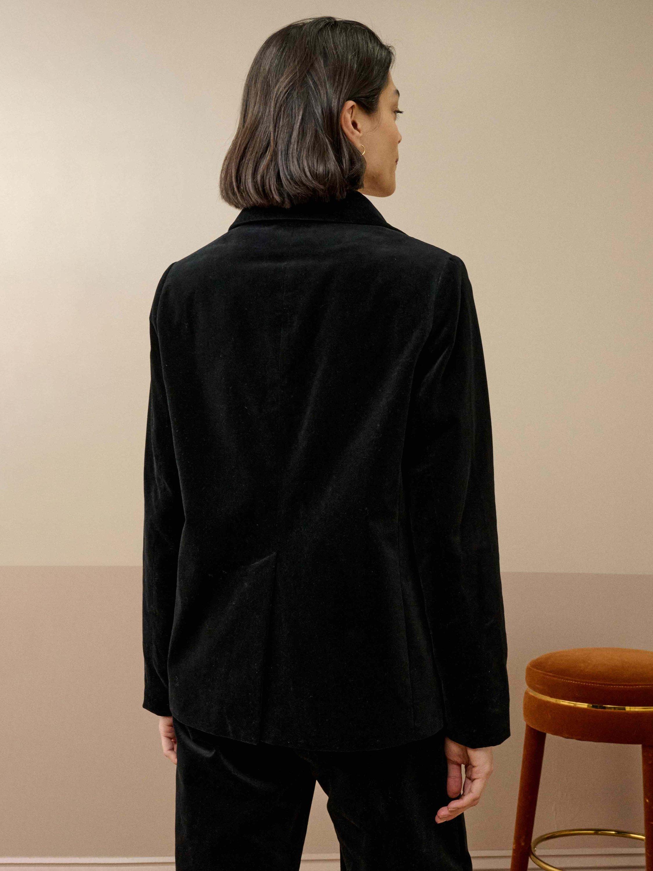 Product image 5 of 6, which shows Brora Single Breasted Velvet Blazer, Black, 6