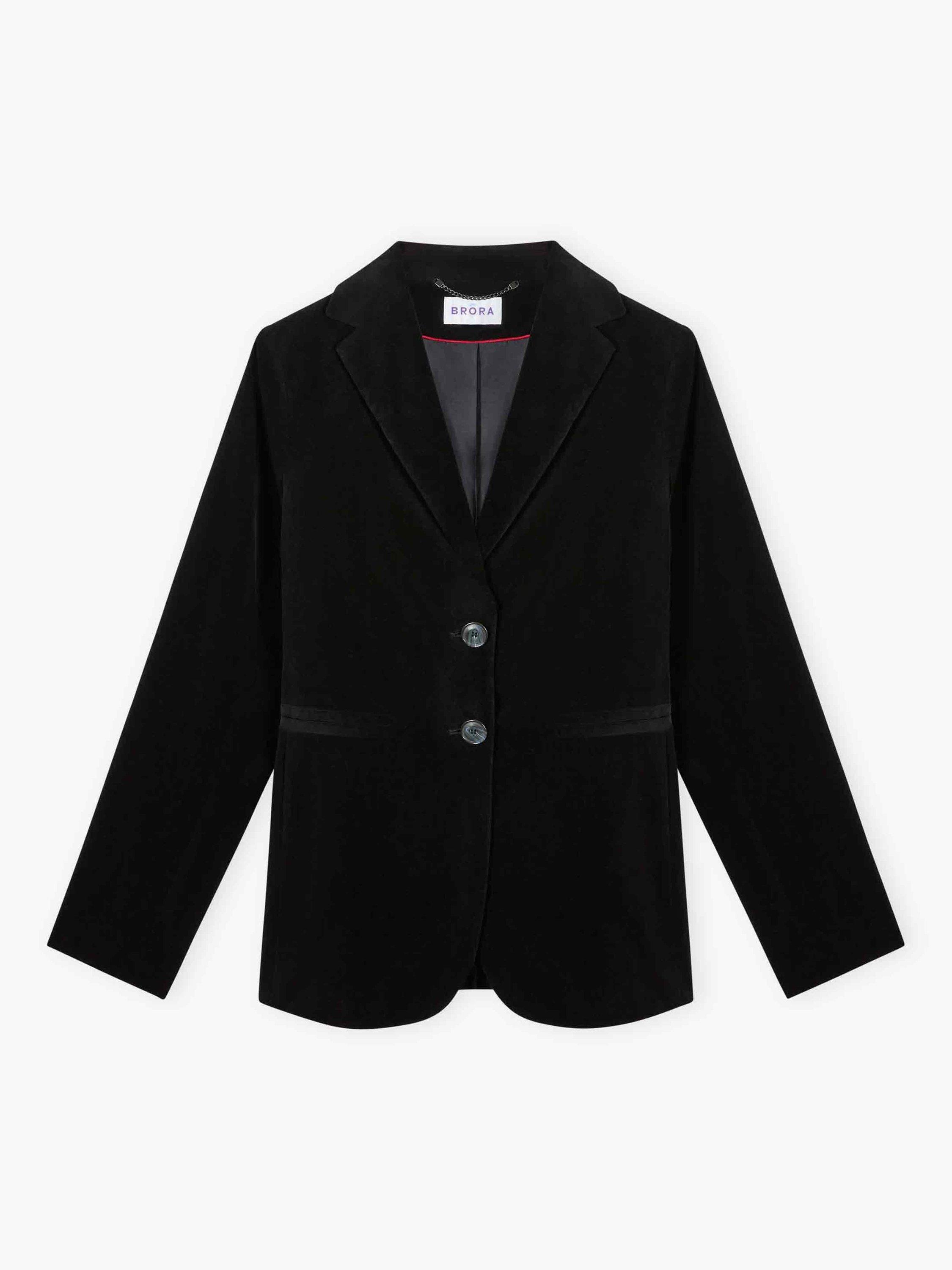 Product image 6 of 6, which shows Brora Single Breasted Velvet Blazer, Black, 6