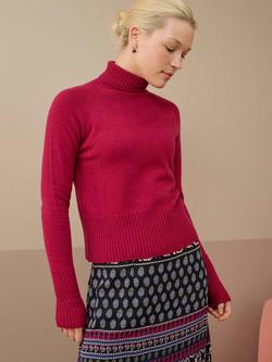 Brora Boxy Polo Neck Pure Cashmere Jumper, Mulberry, Mulberry