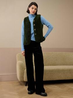 Brora Boxy Polo Neck Pure Cashmere Jumper, Wedgewood - view 2, Wedgewood